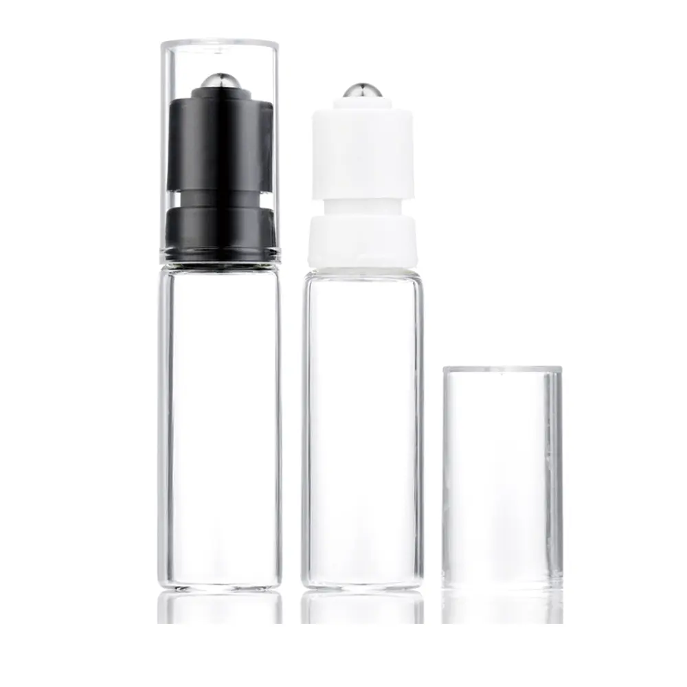 Factory Direct Wholesale High Quality 10ml 15ml 20ml Emty Pocket Size Clear Small Circle White Black Glass Essential Oil Bottle