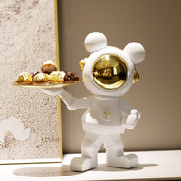 Statue d'astronaute de style européen en résine avec plateau et meuble de rangement pour table basse, salon, décoration de fête