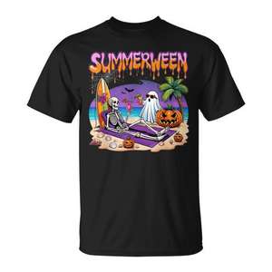 Camiseta de Halloween con diseño de esqueleto fantasma de playa de Summerween - Product Image 1