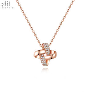 High Quality Wholesale Manufacturer Export Minimalist Shiny <b>Pendant</b> Jewelry 18K <b>Solid</b> Rose <b>Gold</b> Real Natural Diamonds <b>Pendant</b> - Product Image 3