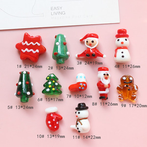 2025 mignon pain d'épice homme père noël noël pendentif verre perlé arbre <span class=keywords><strong>de</strong></span> noël accessoires pour collier fabrication <span class=keywords><strong>de</strong></span> bijoux à bricoler soi-même - Product Image 5