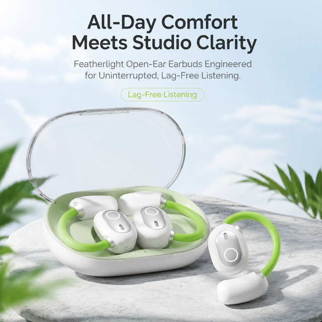 Professional OWS Open Ear Wireless Earbuds for Sports Air Conduction Earphones with Long Battery Life Bluetooth Smart Earbuds