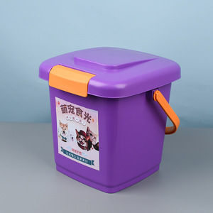 Cubo de almacenamiento de alimentos para mascotas con tapa sellada, rectángulo, a prueba de humedad, para gatos y perros, contenedor pequeño de plástico, morado y amarillo, verde - Product Image 4