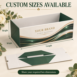 Boîte d'emballage de fleurs de luxe personnalisée, boîte cadeau florale pliable en carton avec logo pour les fleuristes, présentation de bouquets et cadeaux - Product Image 3