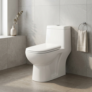 WC monobloc en céramique indienne Morbi, à chasse d'eau double siphonique, à sortie au sol, blanc - Product Image 5