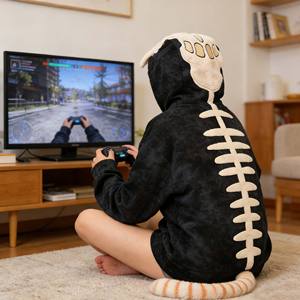 เสื้อฮู้ดซิป 3 มิติ แบบสั่งทำพิเศษ ผ้าคอตตอนหนานุ่มทรงโอเวอร์ไซส์ ปักโลโก้แบบเชนิลล์ เสื้อฮู้ดมีซิป - Product Image 5