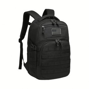 Factory Men's <b>Small</b> <b>Black</b> Tactical Assault <b>Backpack</b> with Geometric Pattern Zipper Closure Polyester Fashion Urban Style - Product Image 1