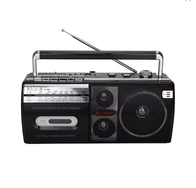 Cassette Radio Retro Boombox Player AC Powered or Battery Operated Stereo AM/FM Radio Speaker