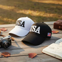 Gorra de béisbol unisex con bandera estadounidense bordada en 3D, de 6 paneles, ajustable, para exteriores, estilo camionero, deportiva, de verano, con letras, de terciopelo.