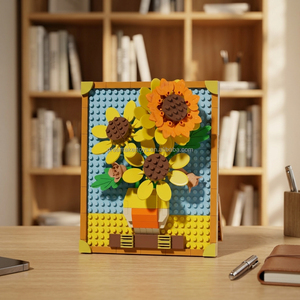 Mattoncini di Plastica ABS a Forma di Diamante, Riproduzioni di Dipinti Famosi: Girasoli di Van Gogh, Notte Stellata, Monna <span class=keywords><strong>Lisa</strong></span>, Il Figlio dell'Uomo - Product Image 2