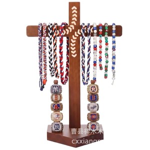 Wooden Ring Storage Rack Baseball <b>Medal</b> <b>Display</b> Stand Desktop Multi Purpose Retro Color - Product Image 5