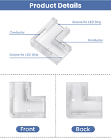 Connecteur de bande LED en forme de L 2Pin 8mm 10mm Jointer rapide sans soudure pour bandes lumineuses COB Connecteur de bande terminale de connexion facile
