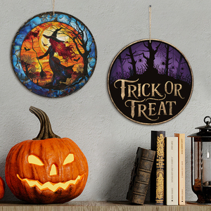 Feliz Halloween <span class=keywords><strong>redondo</strong></span> de madera colgante de pared signo gato negro FIESTA DE Halloween círculo corona Decoración - Product Image 1