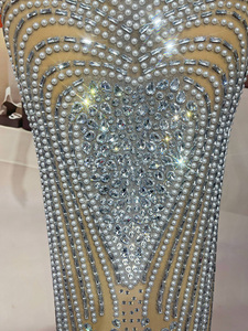 Novance Y4838 Abiti <span class=keywords><strong>Sexy</strong></span> da Donna in <span class=keywords><strong>Rete</strong></span> con Strass per Feste e Club Abiti da Compleanno di Design Cinese - Product Image 4