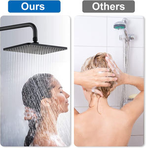 Soffione Doccia Fisso da Soffitto <span class=keywords><strong>Quadrato</strong></span> da 9 Pollici a Risparmio Idrico, Finitura Nera ad Alta Pressione con Effetto a Pioggia - Product Image 5