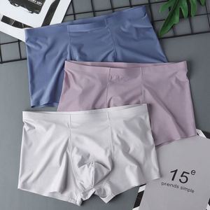 กางเกงบ็อกเซอร์ชายเอวกลาง ใส่สบายสำหรับฤดูร้อน ระบายอากาศได้ดี ผ้าไหมน้ำแข็งบางไร้รอยต่อ แห้งเร็ว ไนลอน/สแปนเด็กซ์ สไตล์ธุรกิจ - Product Image 2