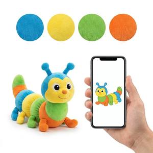 Almohada suave de <span class=keywords><strong>oruga</strong></span> segmentada arcoíris con tallos de cabeza peludos gemelos y torso multicolor, mascota personalizada para dormitorio con diseño de criatura de jardín - Product Image 1