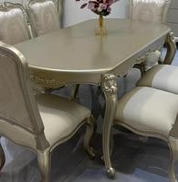 Ensemble de table à manger ovale en bois massif de hêtre sculpté, style français américain moderne, luxe léger, 6 pièces, couleur or champagne, pour la maison et l'hôtel