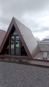 Sunlit desain Modern bentuk segitiga mewah baja Modular Prefab kabin kecil rumah kecil garansi 5 + tahun 120 Mph tahan angin - Product Image 3