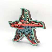 Décorations de bureau artisanales en bois personnalisées, décorations de table de Noël en bois 3D animaux de la forêt et poissons, cadeaux de Noël, artisanat en bois