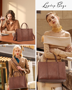Sac de travail LOVEVOOK en cuir PU vintage, sacoche pour <span class=keywords><strong>ordinateur</strong></span> portable 15,6 pouces, sac d'<span class=keywords><strong>ordinateur</strong></span> imperméable, sacoche de bureau, sacoche pour <span class=keywords><strong>ordinateur</strong></span> portable pour femmes - Product Image 5