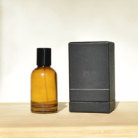 Botella de Perfume Redonda de Vidrio Vacía de Lujo al por Mayor de 30ml 50ml 100ml con Pulverizador y Tapa Negra Ámbar con Logotipo Personalizado por Estampado en Caliente