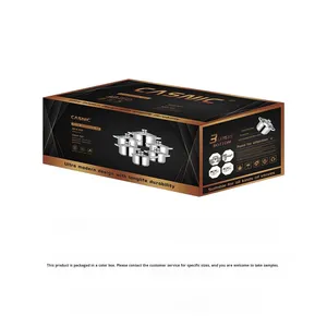 201 Paslanmaz Çelik 12 Parça Tencere Seti Cam Kapaklı Üniversal Ocak Uyumluluğu Modern Tasarım-Dış Ticaret Kaynağı - Product Image 4