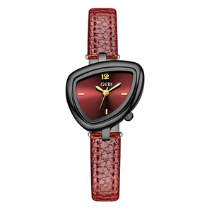 Reloj de Mujer con Diseño Único de Forma Triangular Irregular, con un Diseño de Cuarzo Rojo y Negro Simple pero Elegante - Product Image 6