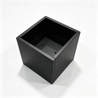 Jardinière carrée en métal à assembler, en acier noir thermolaqué, avec trous de drainage, pour intérieur, extérieur, jardin, modulaire