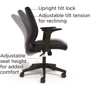 Silla de oficina ergonómica Alera Wessex de tela, altura del asiento ajustable, soporta 275 libras, silla de escritorio negra hecha de madera contrachapada - Product Image 4