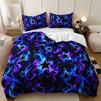 Ensemble de literie en microfibre écologique 3 pièces, étoiles néon colorées, galaxie, espace, ciel nocturne cosmique, housse de couette imprimée en 3D pour la maison