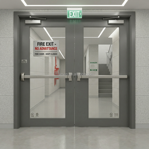 Puerta Cortafuego de Acero Galvanizado de Doble Hoja con Panel de Visión y Barra Antipánico para Edificios Comerciales y Almacenes Industriales - Product Image 2