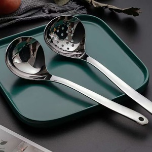 Ensemble de louches à soupe et cuillères ajourées à long manche en acier inoxydable, ustensiles de cuisine pour fondue, légumes et bouillies - Product Image 2