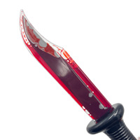 HLC ODM Couteau de boucher sanglant d'Halloween, accessoire de déguisement et de cosplay, arme d'horreur zombie, avec effet de sang artificiel
