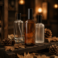 Flacon de parfum cylindrique en verre ambré épais, réutilisable, durable et luxueux, avec atomiseur et capuchon pulvérisateur, 30ml/100ml/200ml, col à vis, rechargeable