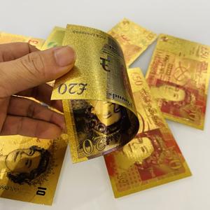 Billet de banque commémoratif de collection en feuille d'or de 20 livres sterling britanniques personnalisé, argent de cinéma, Elizabeth, cadeau de fête - Product Image 6