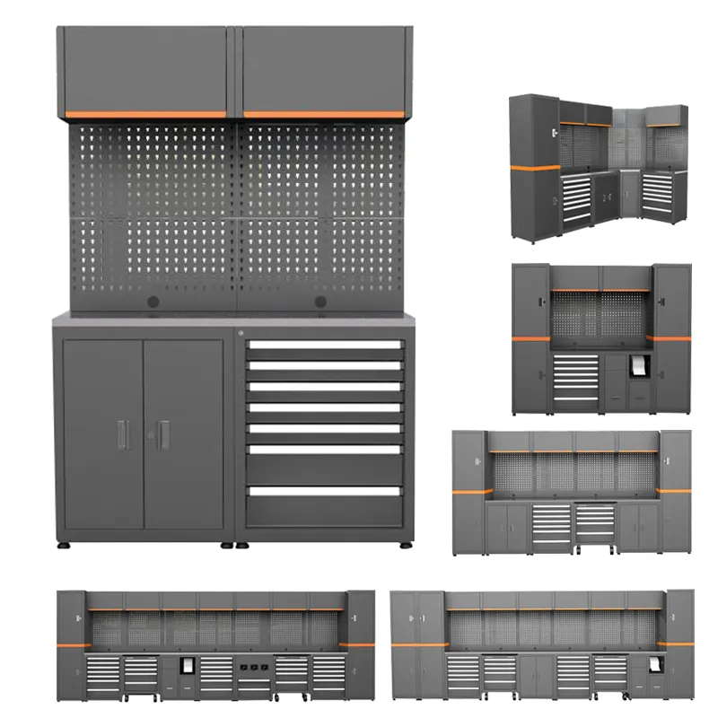 Banco de trabajo de combinación de gabinete de herramientas de hierro para garaje y taller personalizado de Metal para estación de trabajo automática