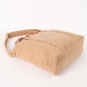 High Quality Custom DIY Winter Fashion Teddy Embroidery Letter Tote Handbags <b>Large</b> Capacity Waterproof Portable Shopping Bags - Product Image 4