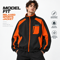 Vestes de survêtement color-block pour hommes, col montant, fermeture éclair intégrale, style rétro, coupe décontractée, streetwear, coupe-vent, OEM