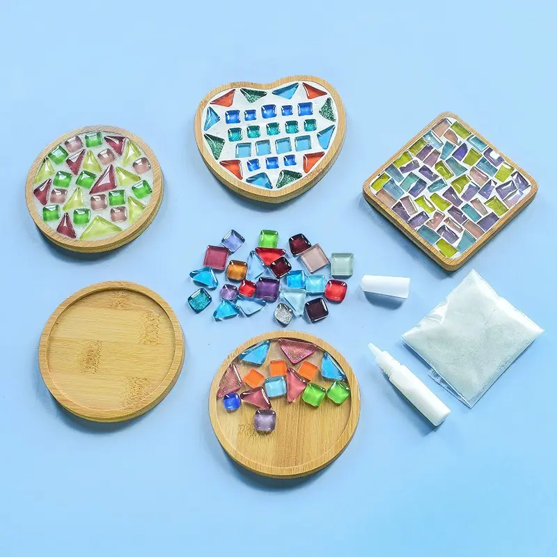 Bambus Untersetzer Tischset kreative DIY Hand Material Boden Embryo Kinder Tablett Mosaik Produktion quadratischen Kreis