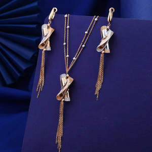 Collier pendentif blanc avec boucles d'oreilles assorties, ensemble de bijoux tendance pour femmes, style diamant - Product Image 2