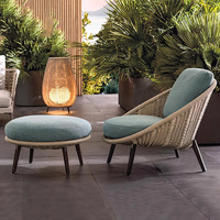 Fauteuil de jardin en corde tressée nordique, structure en aluminium, coussin imperméable pour patio, balcon, cour, mobilier de salon