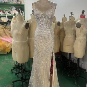 Glamour <span class=keywords><strong>abito</strong></span> da ballo <span class=keywords><strong>con</strong></span> <span class=keywords><strong>sirena</strong></span> di cristallo e Modulare anteriore <span class=keywords><strong>con</strong></span> perline abiti da sera per le donne abiti da festa di nozze - Product Image 1