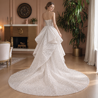 Robe de mariée sirène 2-en-1 avec jupon détachable, ornée de sequins et de perles, décolleté cœur, traîne, collection 2026, sur mesure, vente en gros