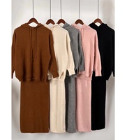 Ensemble deux pièces pour femme, mode décontractée, automne et hiver, nouveau pull en tricot à capuche ample, jupe