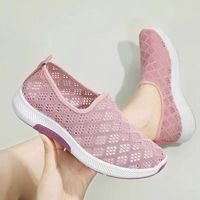 Baskets d'été en maille pour femmes, respirantes et confortables, semelle extérieure en EVA antidérapante et résistante à l'abrasion, talon bas, doublure en coton perforée
