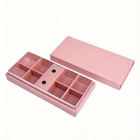 Boîtes à cupcakes et desserts roses en carton avec fenêtre, impression offset dorée personnalisée, 10 trous