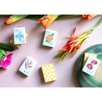 Jeu de tuiles de Mahjong américain, thème Plage Tropicale, en acrylique, tuiles à trois couches, BAM DOT CRAK, lettres anglaises, dos à motif damier, cadeau