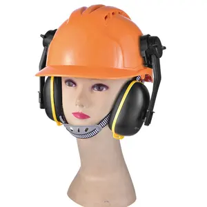 Helm Keselamatan Pembangunan Konstruksi dengan Penutup Telinga, Pelindung Telinga untuk Keamanan Pekerja Topi Helm Keras