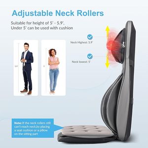 Verstellbares 3D <span class=keywords><strong>Shiatsu</strong></span> Nacken-, Rücken-, Taillen- und Oberschenkel-Ganzkörpermassagekissen mit Heizkissen und Luftsitzkissen - Product Image 4
